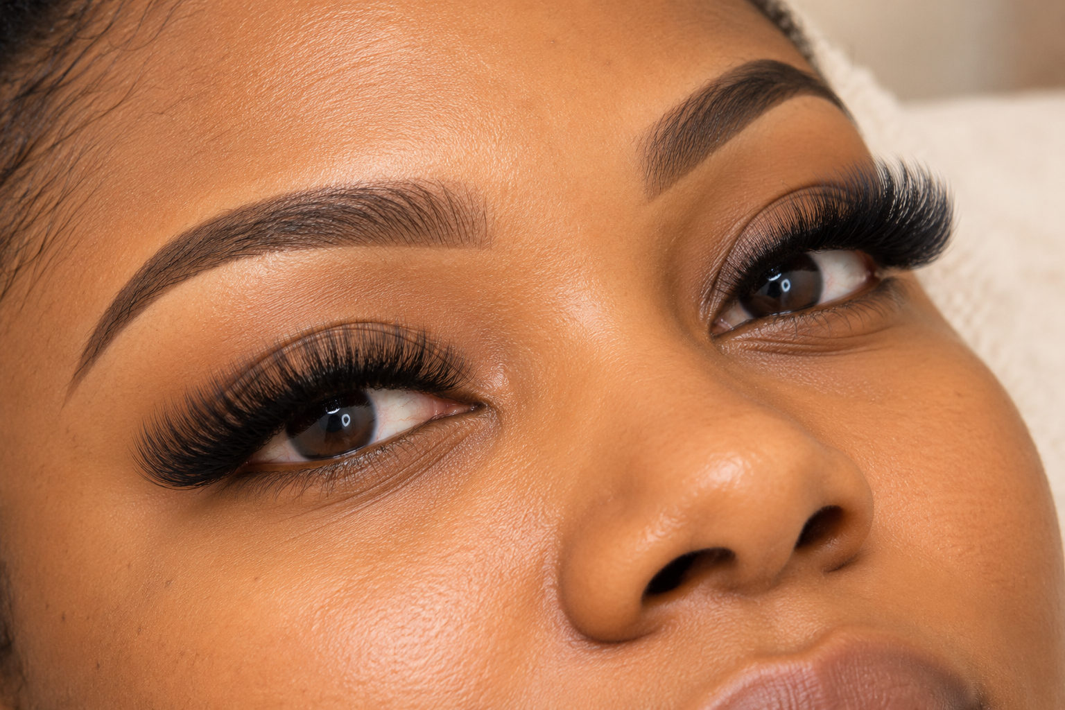AI-generated close-up illustrating mega volume eyelash extensions